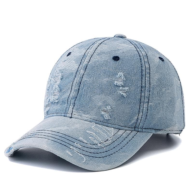 Hot Sale Unisex Baseball Cap Camo Style High Quality Hole Design Denim Cap Men Women Outdoor Camping Hiking Hats 56cm-60cm light blue