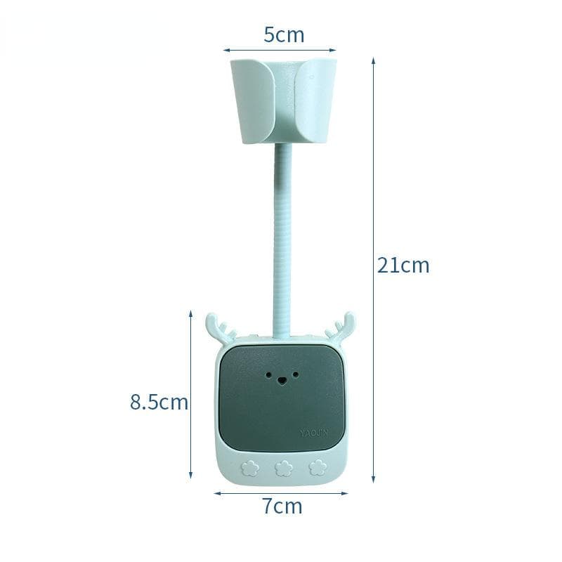 Hair Dryer Holder Adjustable Self-Adhesive Hair Dryer Shelf Wall Mount Bathroom Universal Stand Cute Cartoon Storage Rack green