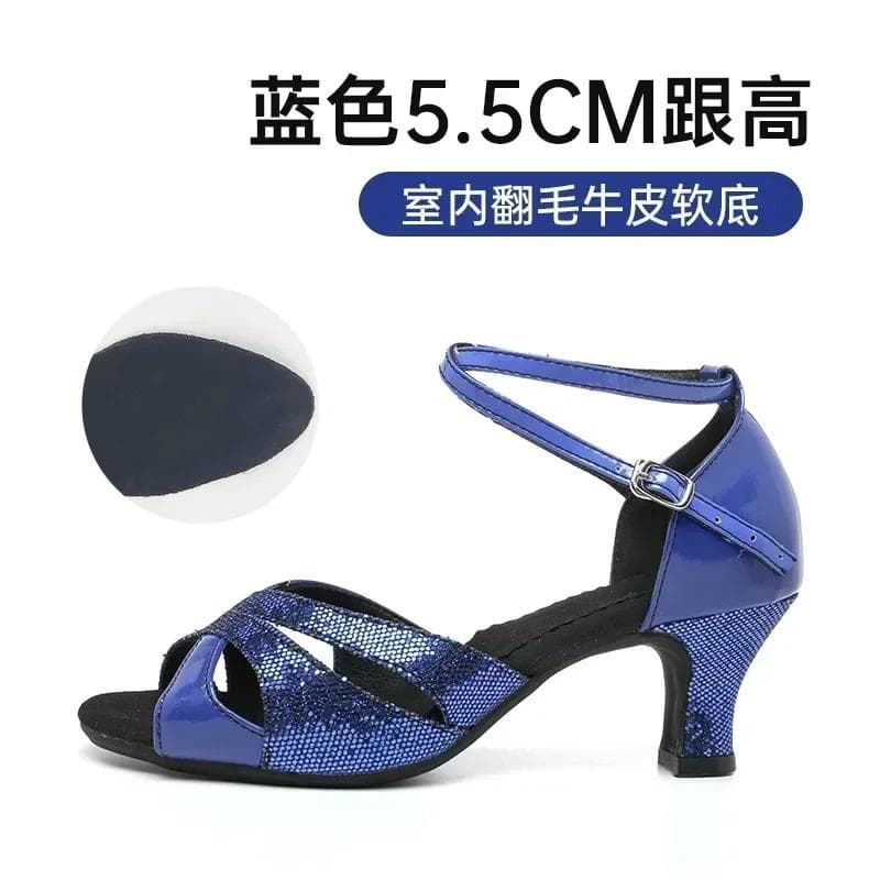 Girls Ballroom Women's Latin Tango Dance Shoes Heeled 3.5cm/5.5cm Sales Silver Gold Black Blue Color Wholesale 38