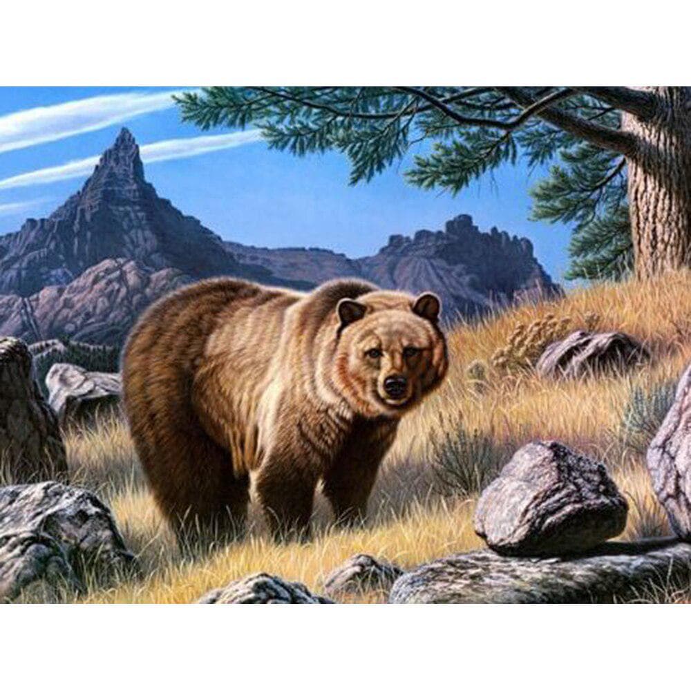 Diamond Painting Full Drill Brown Bear Rhinestone Mosaic Diamond Embroidery Animal Crystal Painting 20X30CM