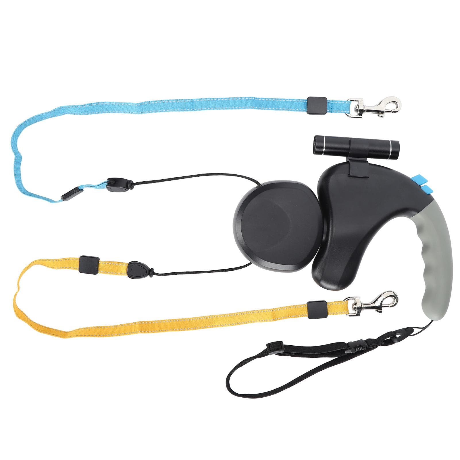 Pet DoubleHead Traction Rope One for Two Traction Dog DoubleEnded Leash with LED Light(Black )