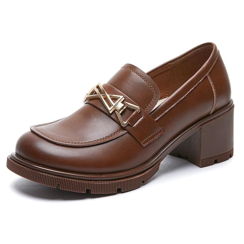 British Style Fashion Temperament Retro Slip-on Small Leather Shoes Mary Jane Women's Shoes 38 brown