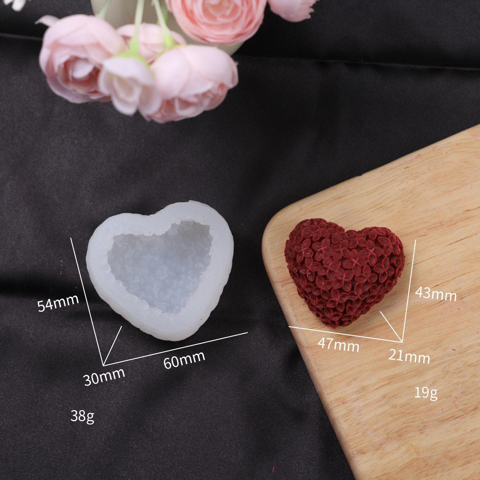 3D Love Heart Silicone Candle Mold DIY Handmade Creative Flower Aromatherapy Plaster Resin Soap Making Supplies Kit Home Gifts