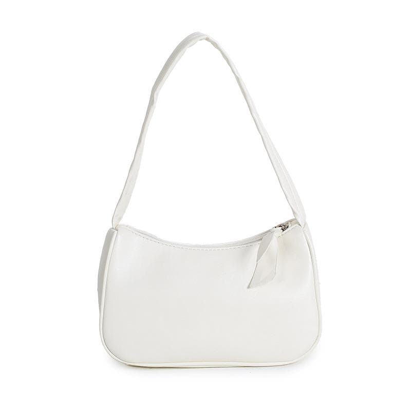 Retro Semi-round Baguette Bag for Women, Summer Dumpling Bag, Casual Baguette Shoulder Bag white