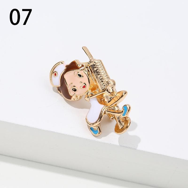 Nurse Hospital Medical Brooches Stethoscope Colorful Heartbeat Shape Enamel Jewelry Doctor Cute 7