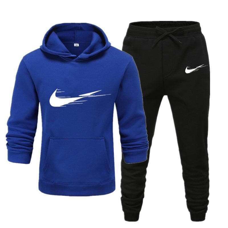 khaki Men/women Sportswear Sets Spring Autumn Brand Hooded Sweatshirt Casual Tracksuit Men 2 Piece Hoodies + Pants Men Clothing 3XL blue