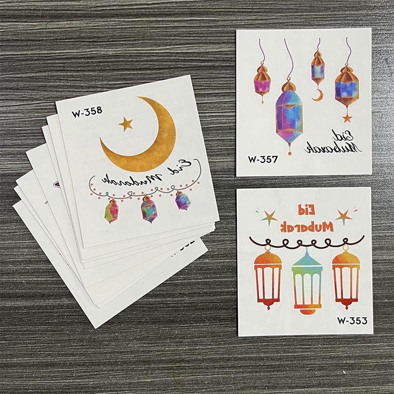 10Pcs Eid Mubarak Temporary Tattoo Stickers Ramadan Kareem Decoration Islamic Muslim Party Supplies Eid Kids Gift 2023 New HMM 10pcs 6x5.5cm