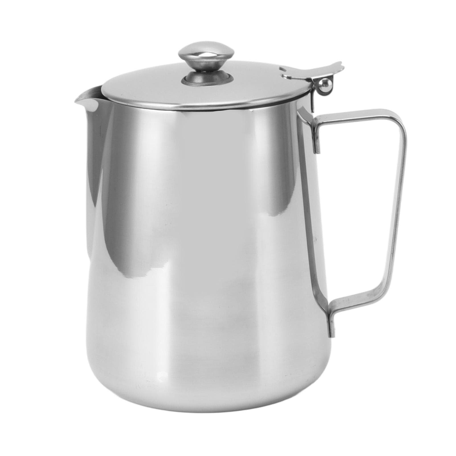 Milk Frothing Pitcher Steaming Pitcher Stainless Steel Coffee Milk Cup Milk Frother Cup with Lid L(for 6.5-9kg)
