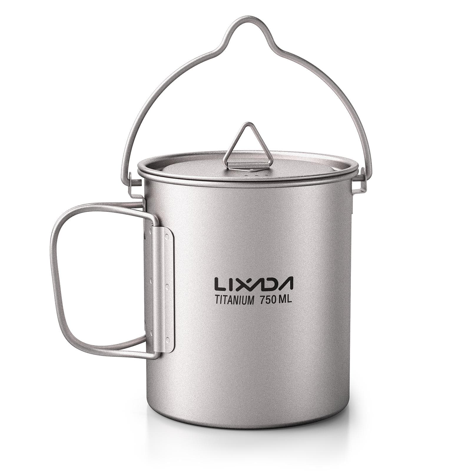 Ultralight 750ml Titanium Pot Portable Titanium Water Mug Cup with Lid and Foldable Handle Outdoor 750ML Pot silver