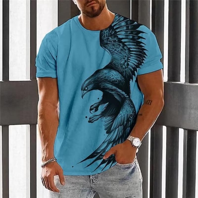 Vintage T-shirt with Digital Printing Personalized Trendy Round Neck Men's Short Sleeved Shirt 6XL