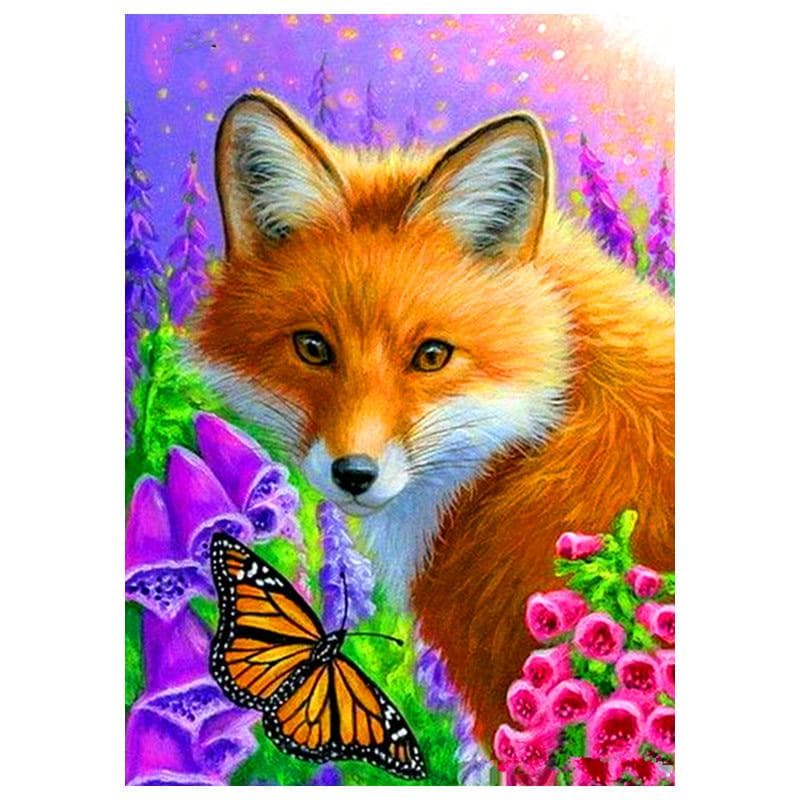 Full Round Drill 5D DIY Diamond Painting Fox Butterfly 3D Rhinestone Embroidery Cross Stitch 20X30CM