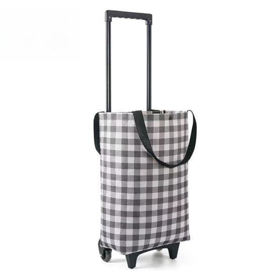 Grocery Cart with Wheels Collapsible Rolling Shopping Cart 2-in-1 Folding Design Portable Bag Waterproof Stair Climbing Telescoping Trolley Tote Bag grey