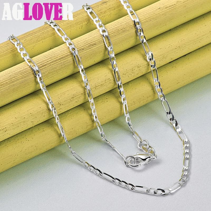 925 Sterling Silver 16/18/20/22/24/26/28/30 Inch 4mm Classic Chain Necklace Jewelry 55cm
