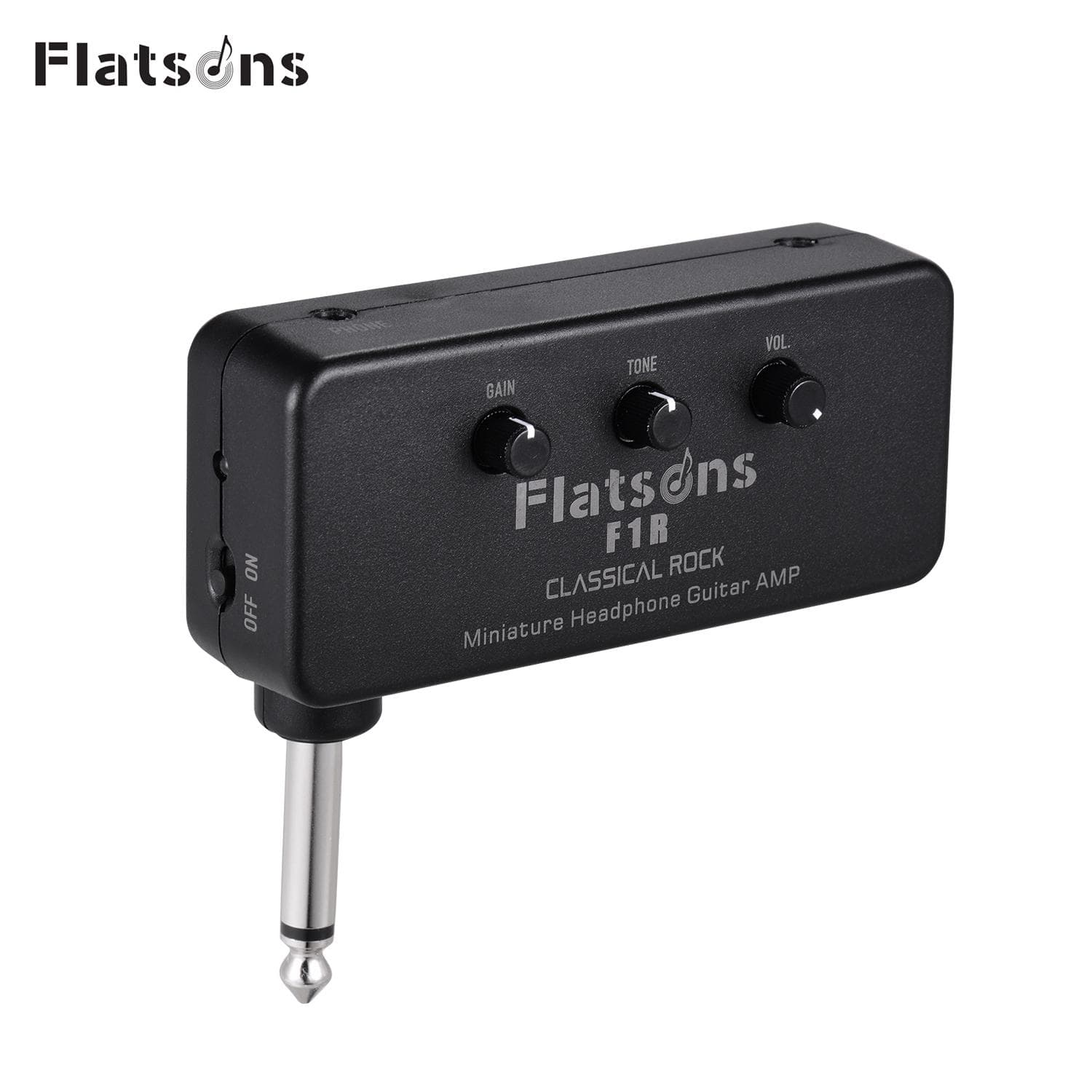 Flatsons F1R Mini Headphone Guitar Amp Amplifier with 3.5mm Headphone Jack AUX Input Plug-and-Play black