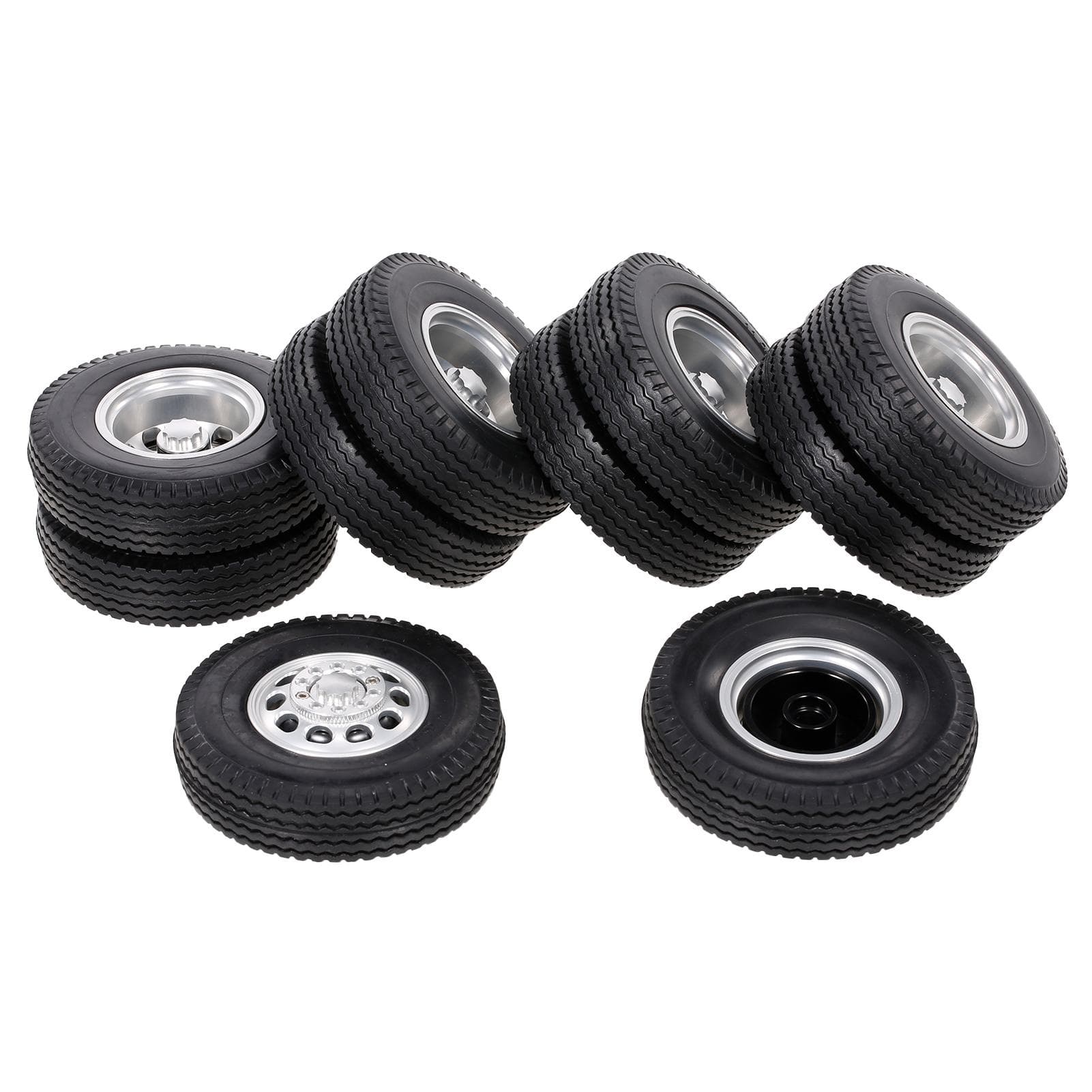 Compatible with Tamiya 1/14 RC Tractor Truck Aluminum Alloy Front & Rear Truck Wheel Rim Tires 6PCS type-10