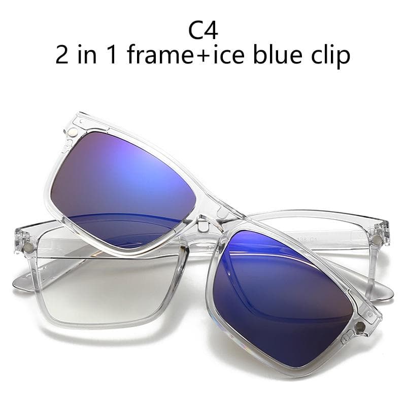 Magnetic Clip On Sunglasses Multiple Lens Transparent Grey Colorful Nearsighted Glasses UV Protection SHOW AS PICTURE
