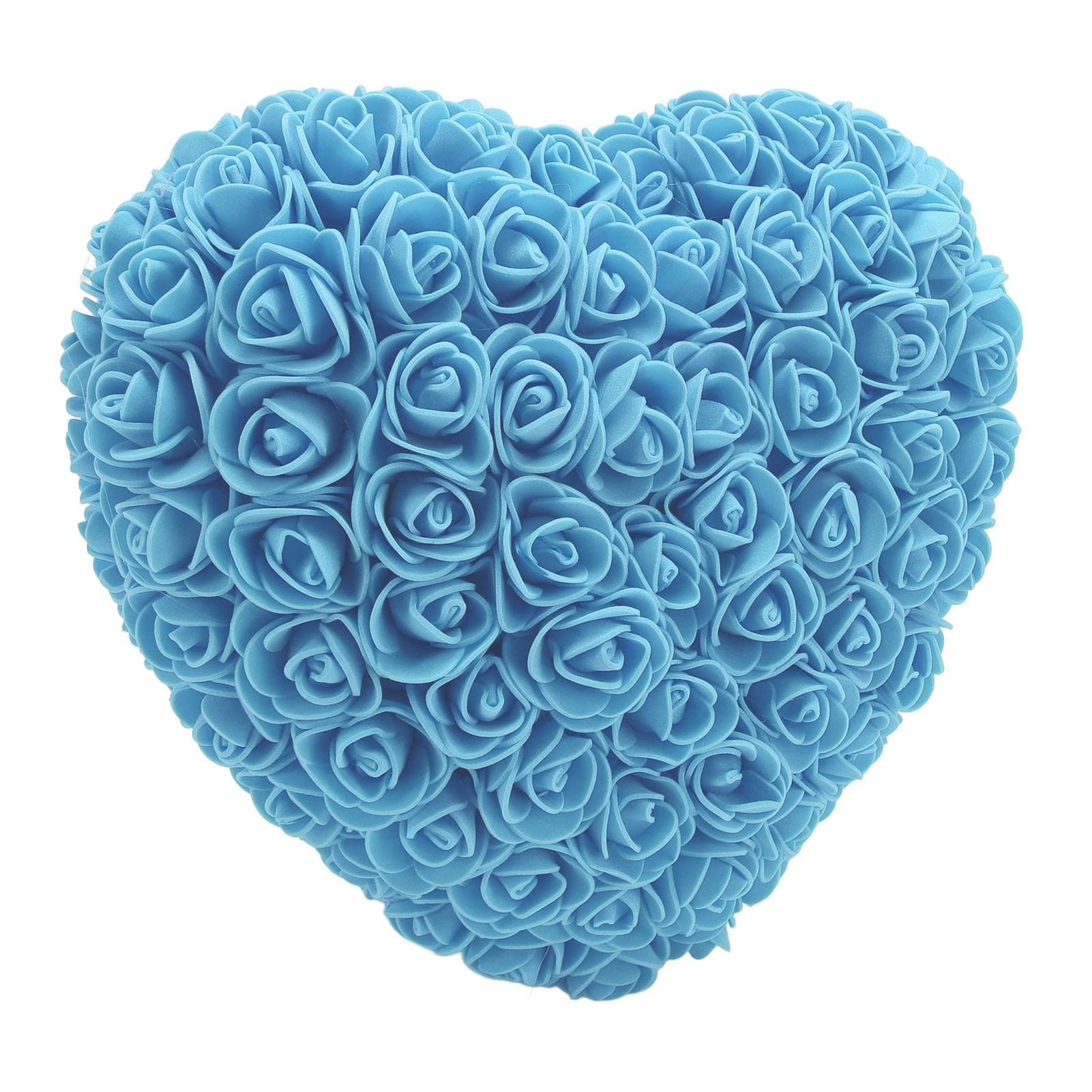 Foam Fake Roses Handcrafted Romantic Decorative Heart Shape Artificial Roses with String Light for blue