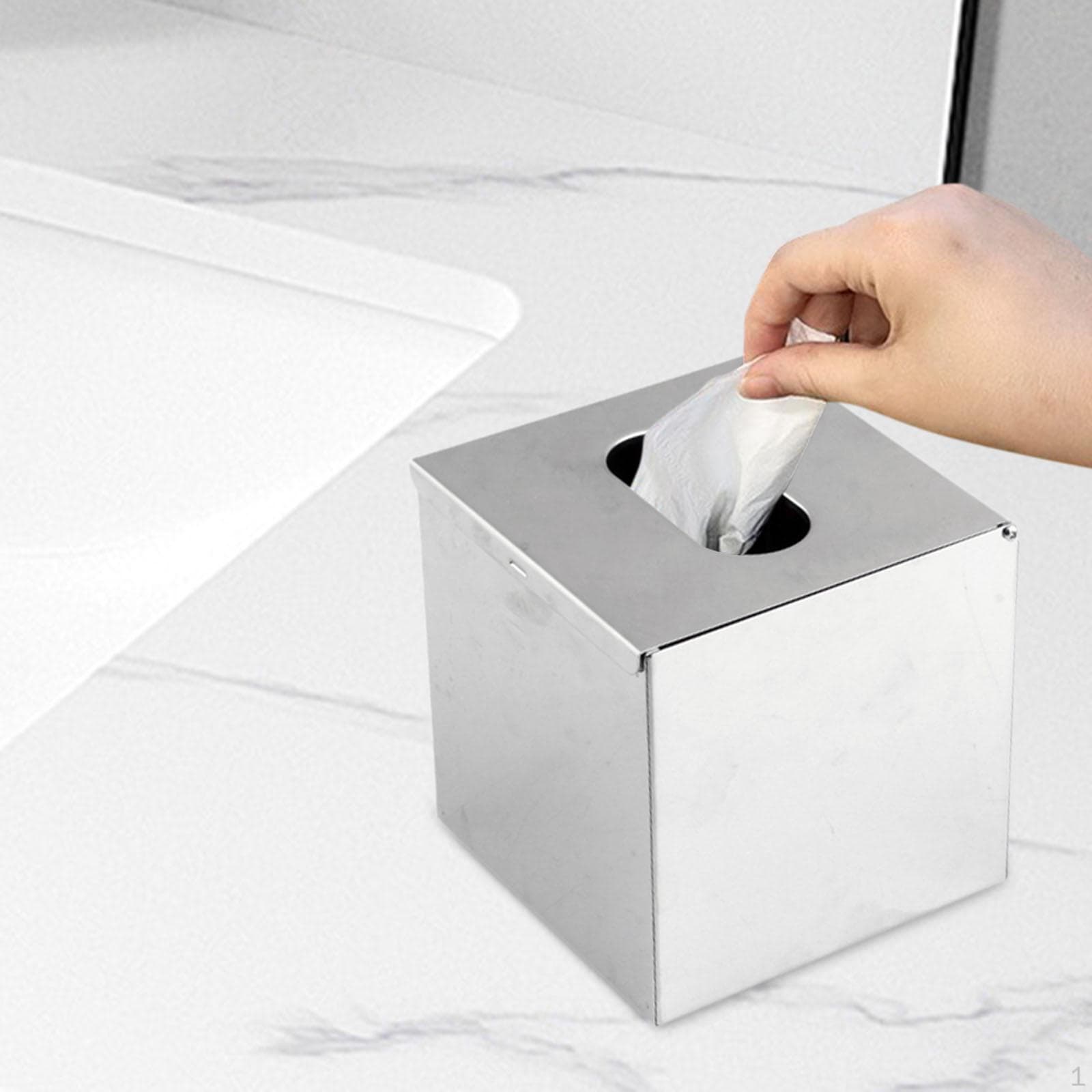 Square Stainless Steel Tissue Box Cover,Cube Paper Holder Modern Bathroom Decor Stylish for