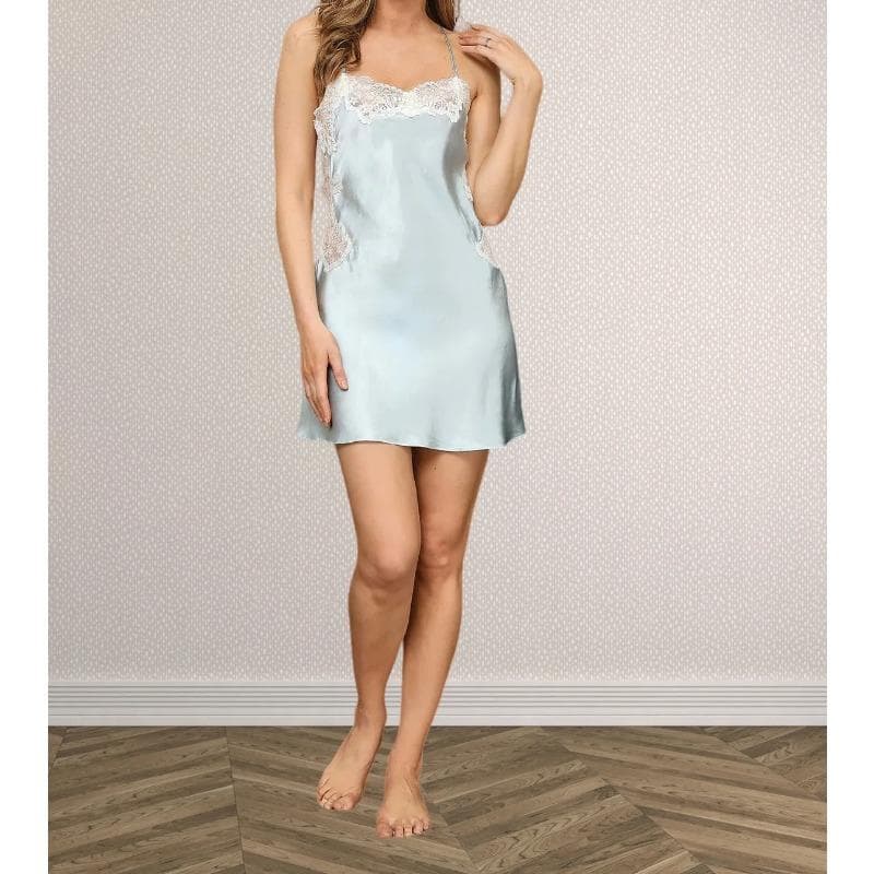 Pure Silk Backless Slip Nightdress Criss Cross Back Sleep Dress Sexy Women's Sleepwear Dresses Spaghetti Strap Silk Nightgown M