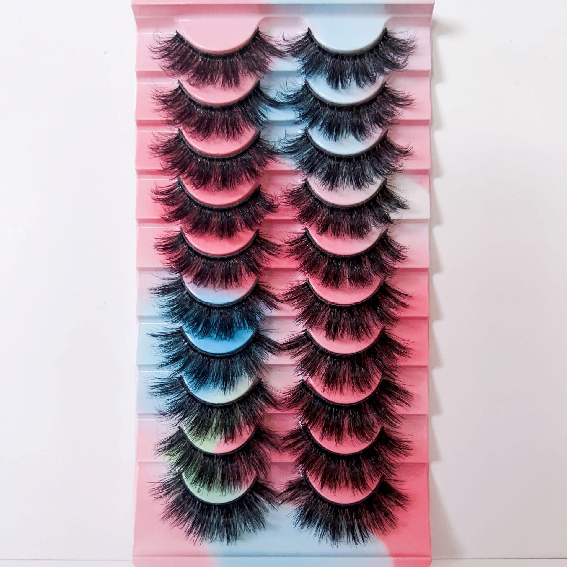10 Pairs Lashes Faux Mink Eyelashes Cat Eye Eyelashes Natural Full False Eyelashes Volumized Eyelash Extension Travel Makeup Tools