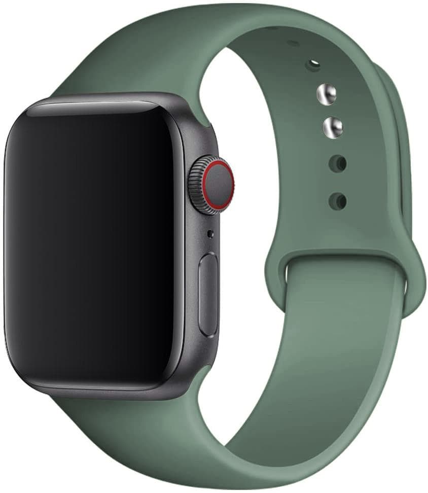 Silicone Strap For Apple Watch Band SE-10 42/46mm 44/45mm 38/40/41mm bracelet iwatch serie 9 8 7 6 5 4 3 ultra 2 49mm 38 40 41 mm S-M pine green