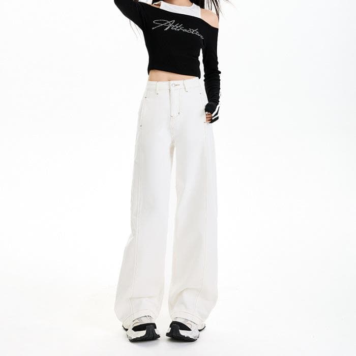 Wide-leg Pants for Women In Spring and Summer High Waist Loose Slimming Wide-leg Jeans for Women In Spring and Summer 2XL