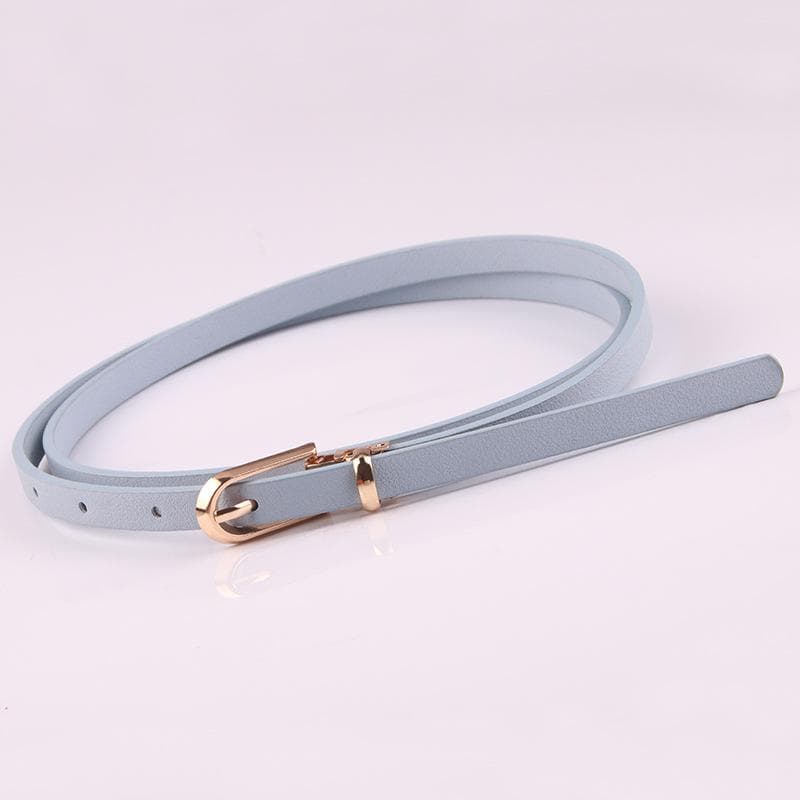 Dress Sweater Thin Belt Personality Metal Buckle Waist Strap Fashion Women Decoration Accessory Exquisite PU Leather Waistband light blue