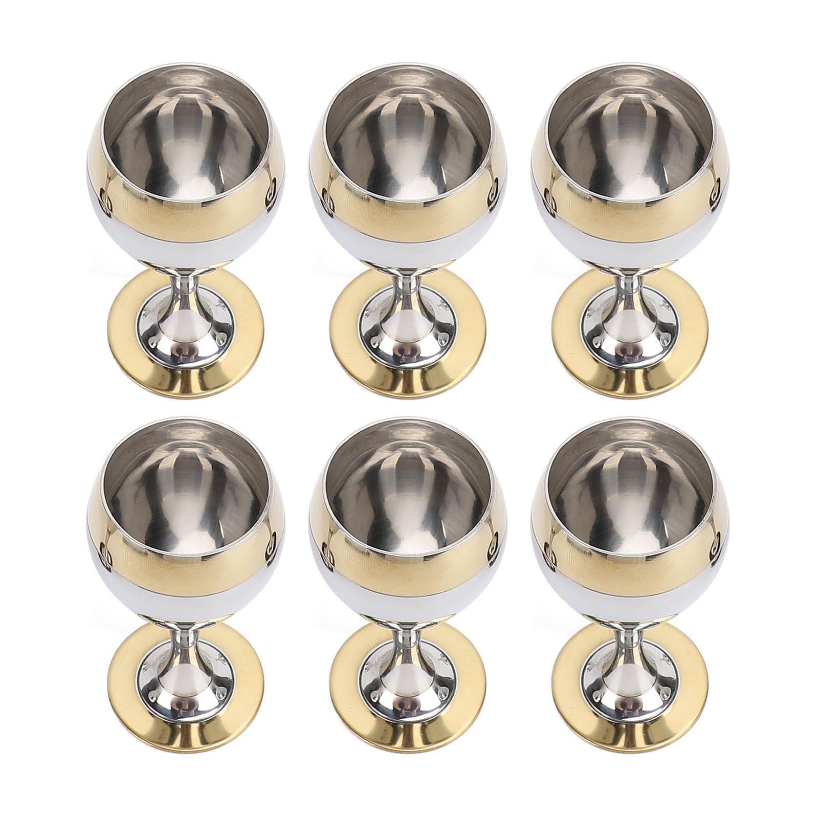 6PCS Stainless Steel Wine Glasses Set 60ml European Style Fancy Decorative Unbreakable Metal Wine L