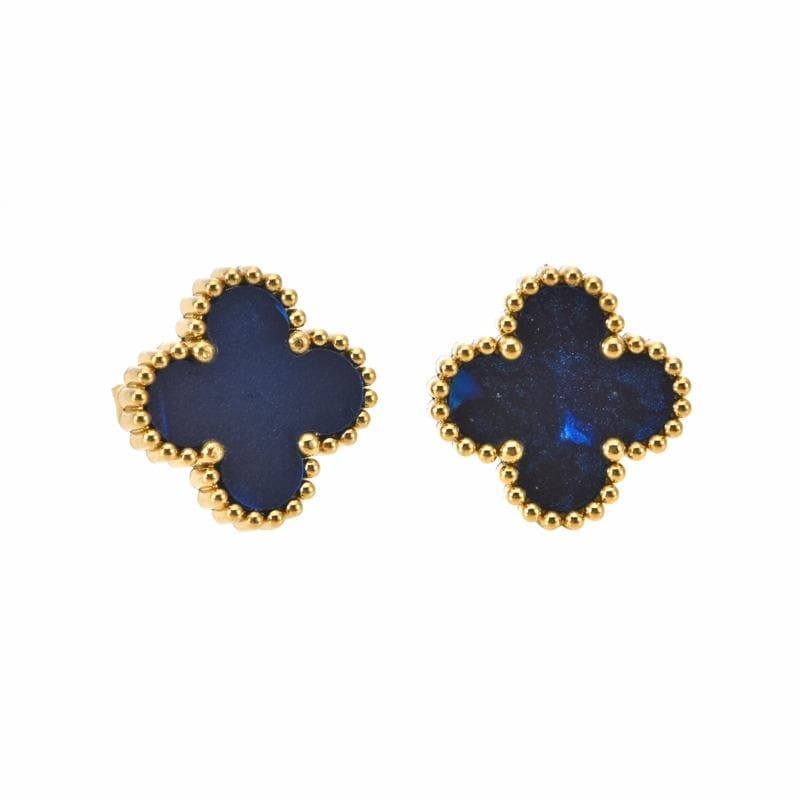 Stainless steel four leaf clover earrings, women's shell 13MM plated with 18K gold, non fading earrings 18K