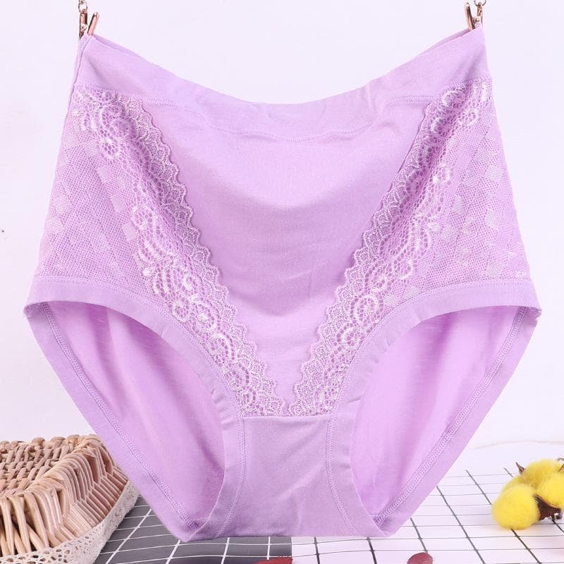 Plus Size Ladies Underwear Panties Solid Color Soft Breathable Underpants Middle Aged Briefs XL light purple