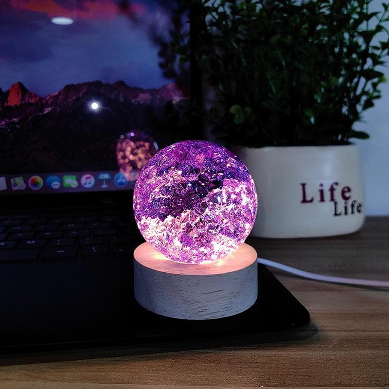 Luminous Crackle Color Ball Rockery Fountain Bonsai Ornament 4 cm single ball purple