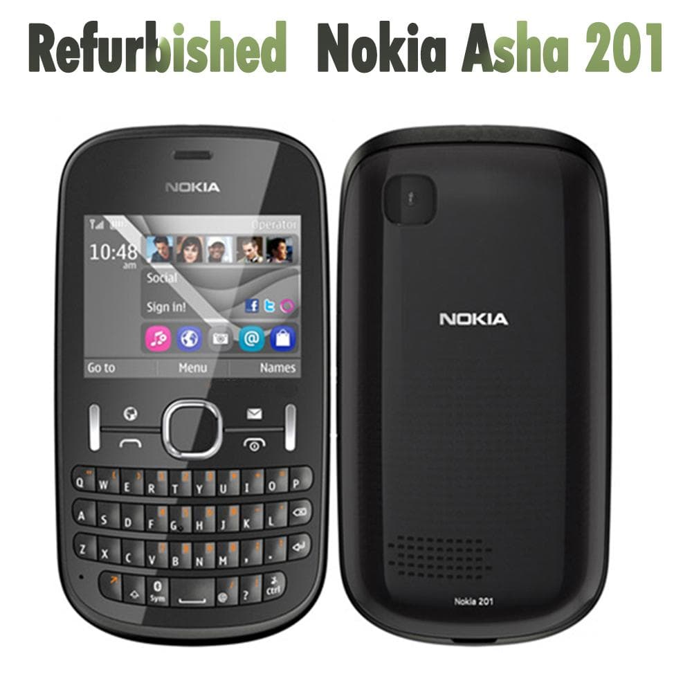 Refurbished Nokia Original Nokia Asha 201 Mobile Phone With 1 SIM 1 Battery 1 Charger black