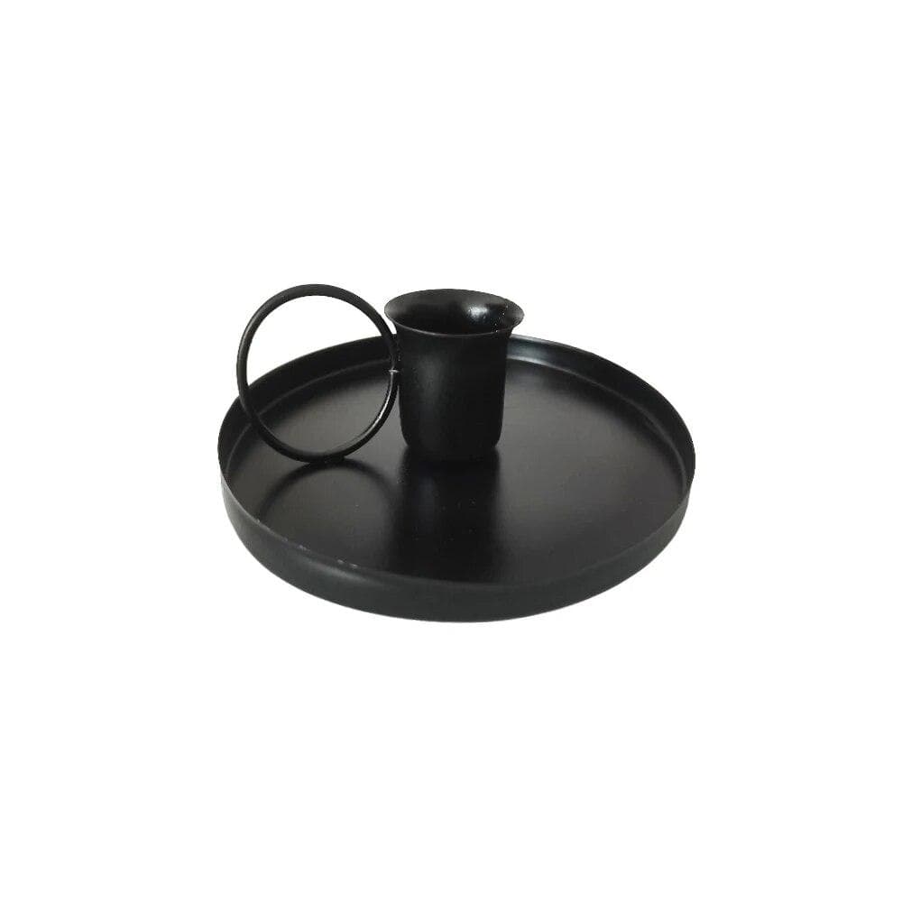 Portable Candle Holder Desktop Candlestick Adornment Metal Candlestick Taper Candle Holder With Handle Home Wedding Decorations black