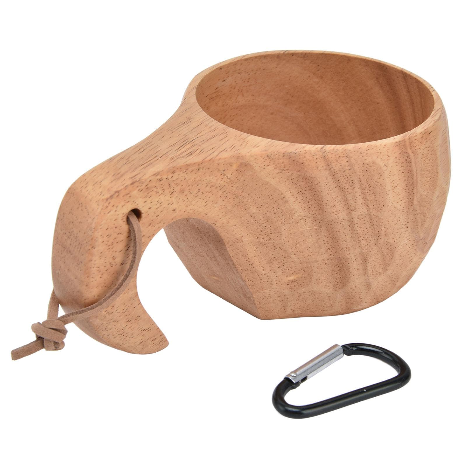 Wooden Coffee Cup with Handle Hanging Buckle Milk Drinking Cup Portable Wood Mug for HouseholdType L(for 6.5-9kg)