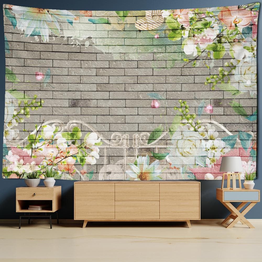 Garden Landscape Painting Tapestry Wall Hanging Bohemian Natural Scenery Tapiz Dormitory Living Room Home Decor 95x70cm