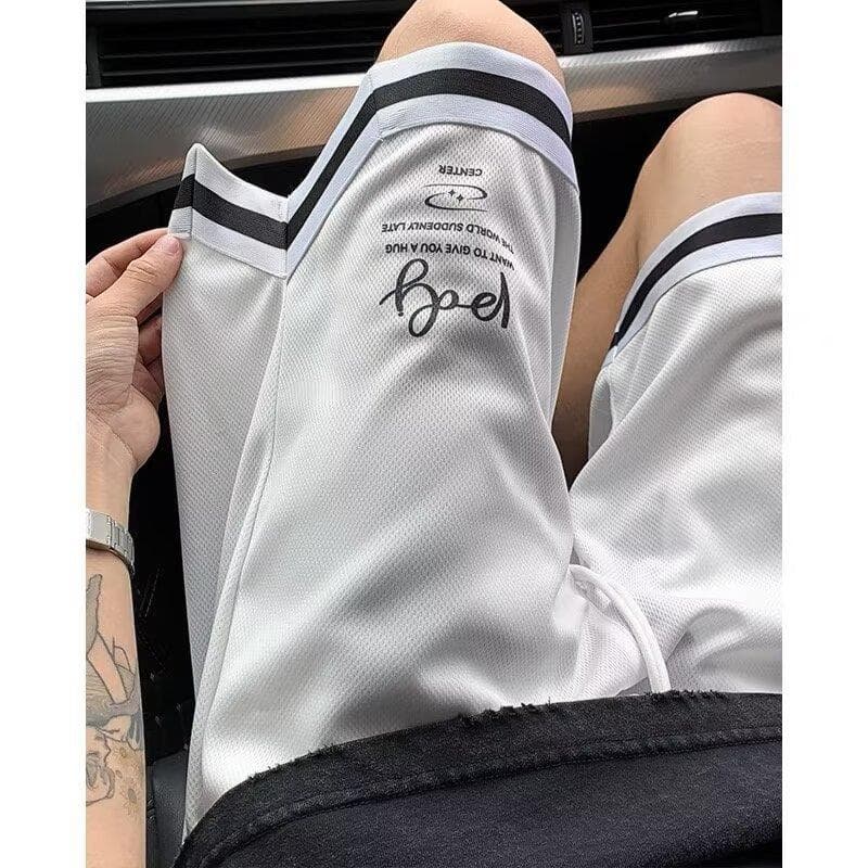 Mesh Ice Silk Basketball Shorts Men's Summer Pants Thin Sports Versatile Casual Five-point Pants One size