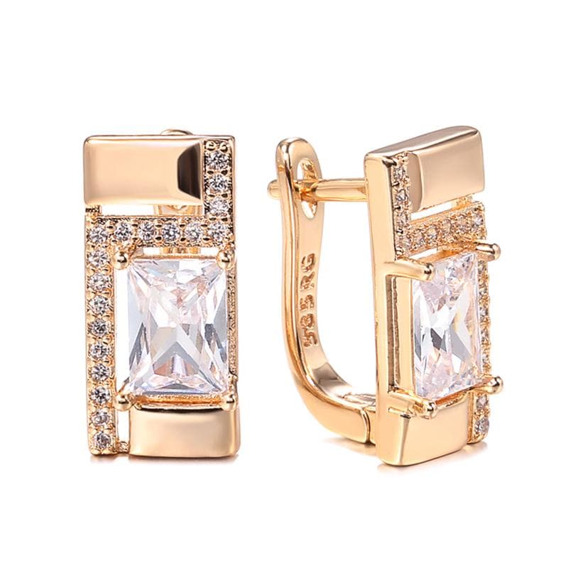 Kinel Shiny Square Zircon Earrings For Women rose gold