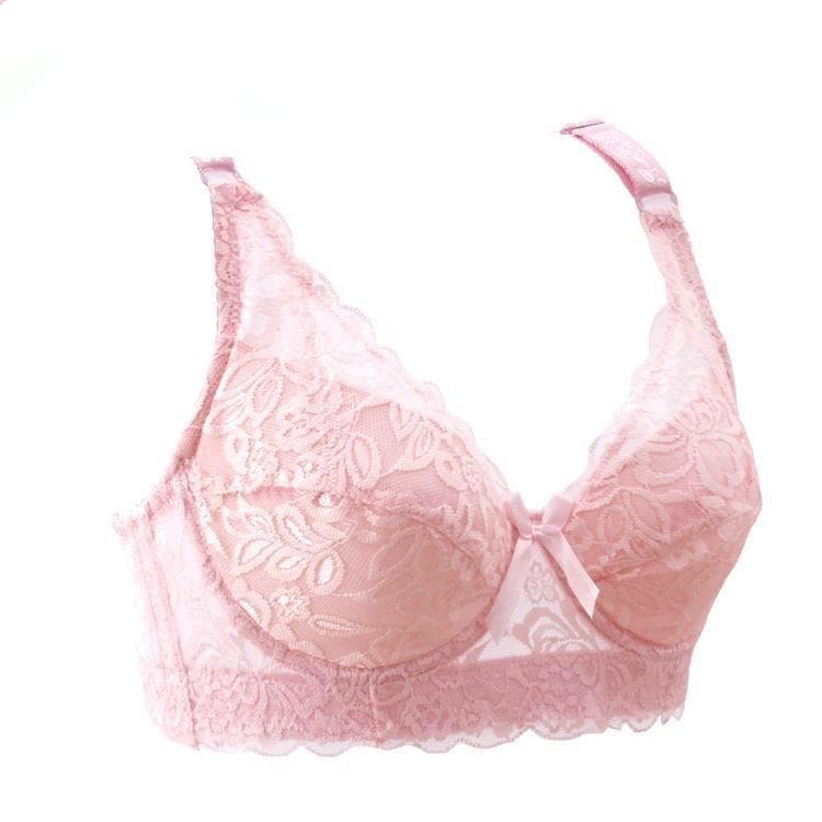 2025 Women Sexy Underwear Lingerie Ultrathin Cotton Lace Bra Deep V Push Up Brassiere Breathable 85B pink