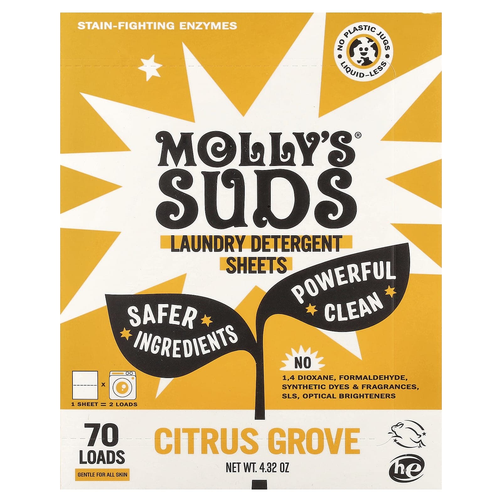 Molly's Suds Laundry Detergent Sheets, Citrus Grove, 35 Sheets