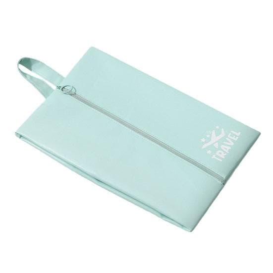 Travel Shoe Storage Bag Waterproof Dust-Proof Strong Zipper Luggage Shoe Organizer Multi-purpose Faux Leather Bag light blue