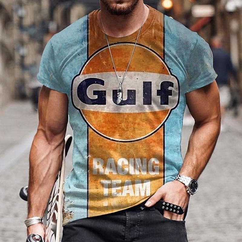 Men's Graphic Color Block Letter T shirt Distressed T Shirt Short Sleeve T shirt 3D Print Crew Neck L