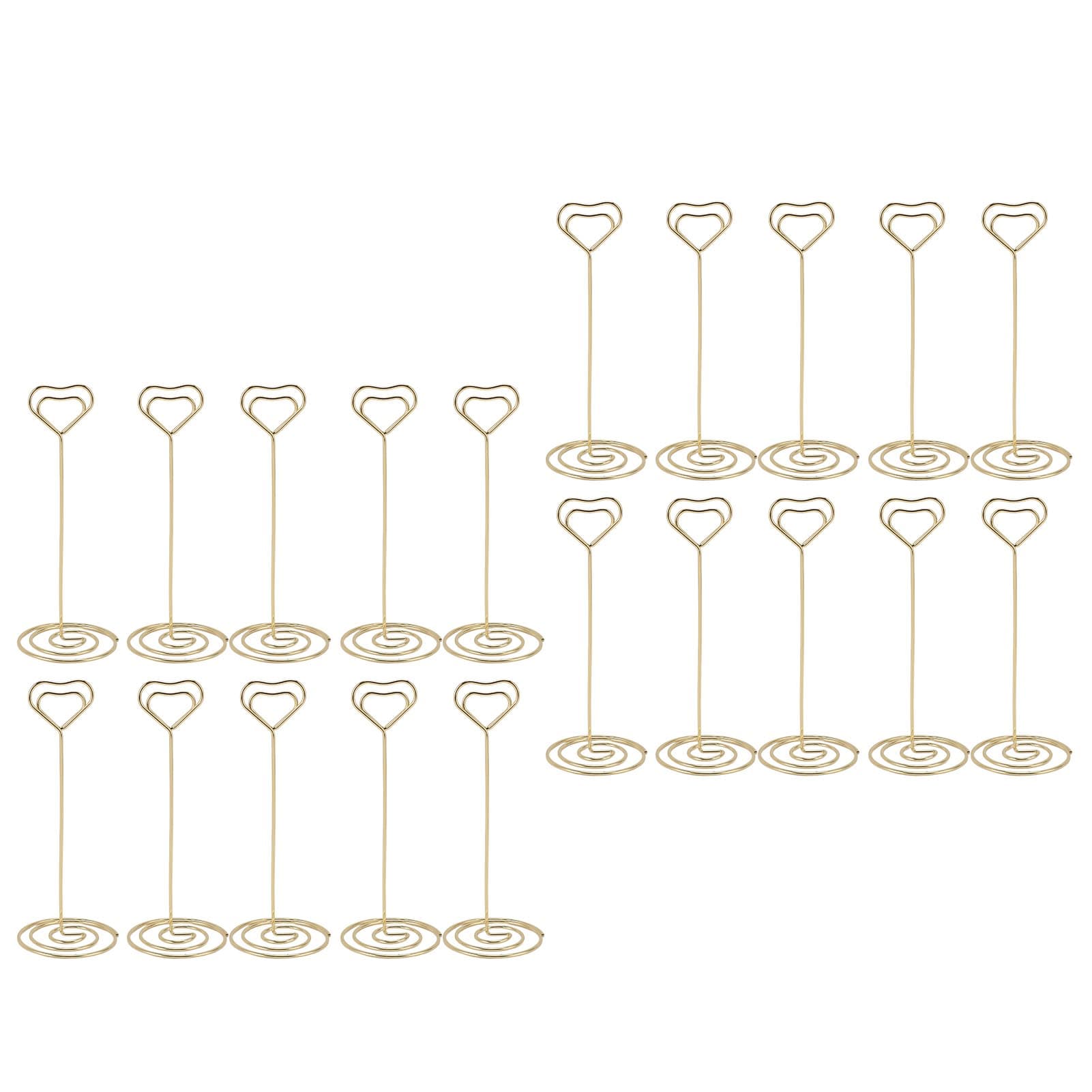 20 Pcs Table Number Holder 15cm Heart Shaped Place Card Holder Memo Clip Photo Stand Silver gold