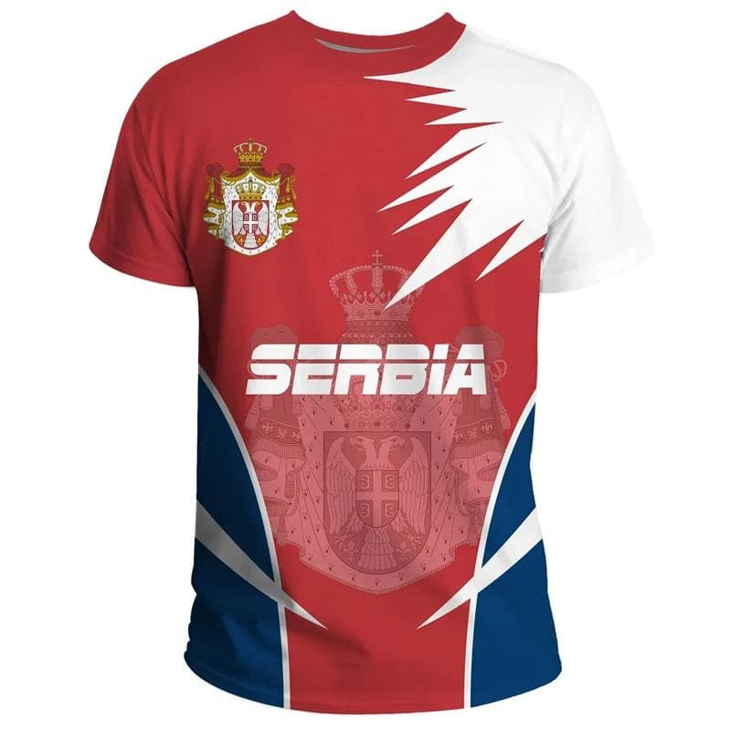 Serbia Flag 3D Printed T-shirt Serbian National Emblem Fashion Men's Oversized Sports Streetwear T-shirt 6xl