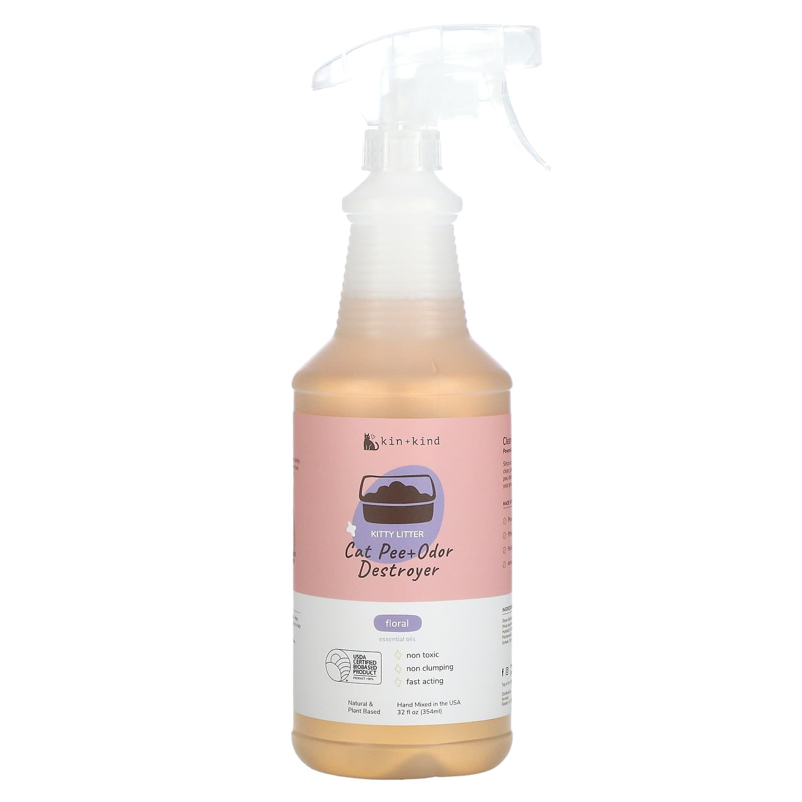Kin+Kind, Kitty Litter, Cat Urine + Odor Eliminator, Floral Scent, 32 fl oz (354 ml)