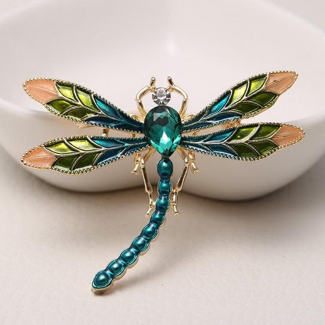 Fashion Dragonfly Brooches For Women Vintage Green Purple Enamel Crystal Insect Brooch Pins Animal Jewelry Decoration