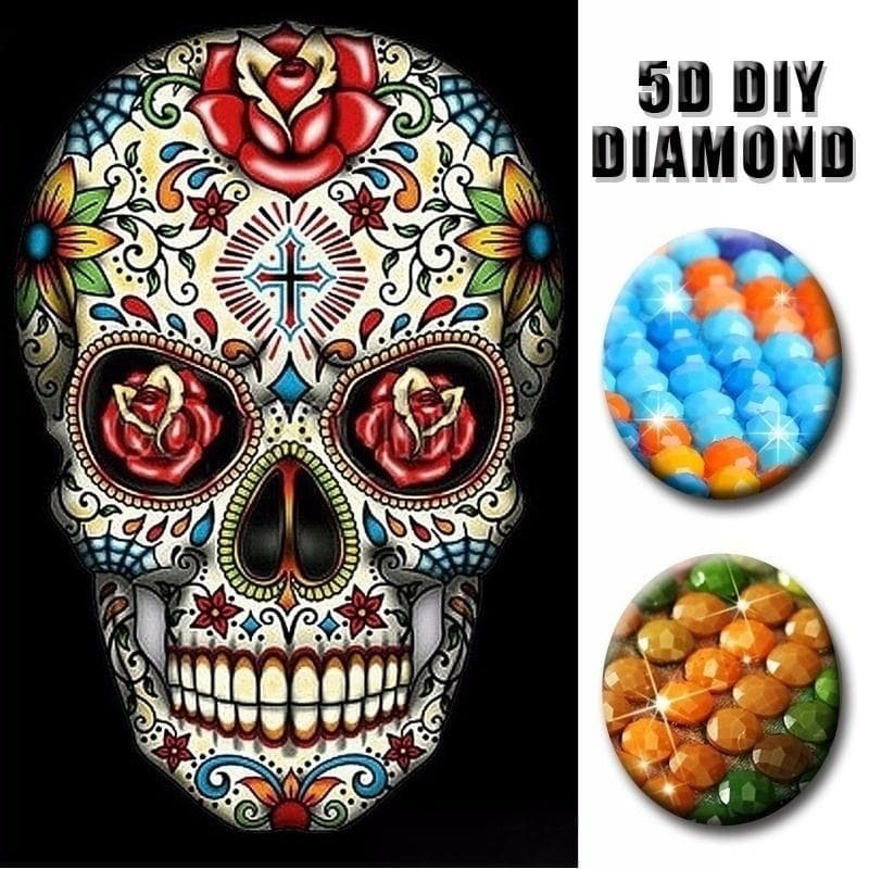 5D DIY Diamond Painting Skull Diamond Embroidery Animal Cross Stitch Mosaic 20X30CM