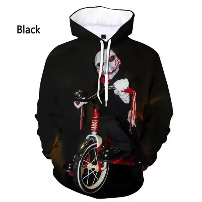 3D Print Men Hoodies Billy Is A Puppet - Saw Horror Movie Scary Character Jigsaw Killer Sweatshirt Casual Pullovers Hooded M