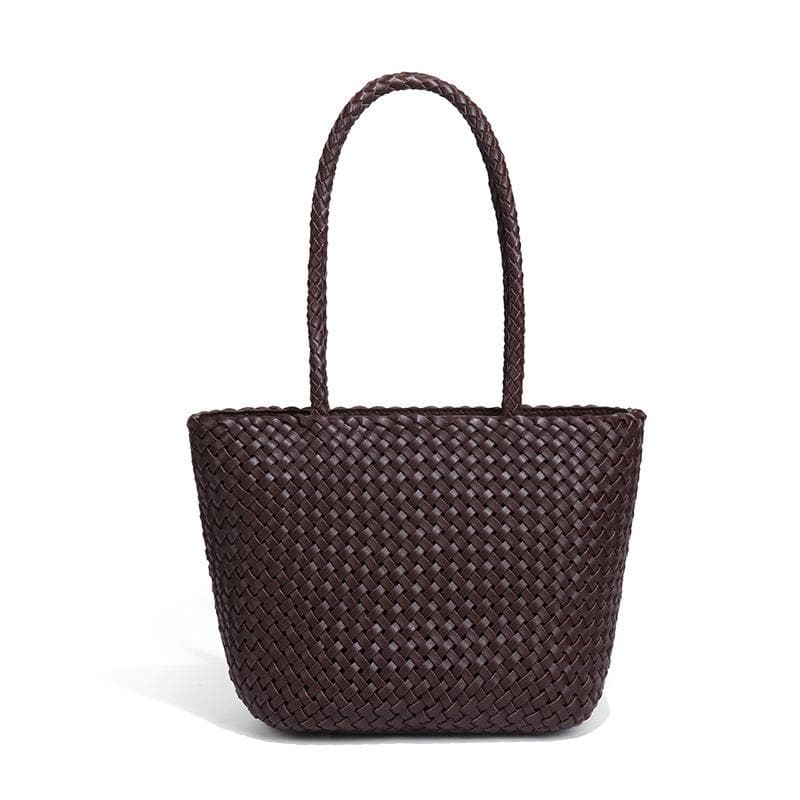Vegetable Basket Leather Women's Bag, Single-shoulder Tote Bag, Hand-woven Bag, Hand-held, Personalized and Trendy Underarm Bag