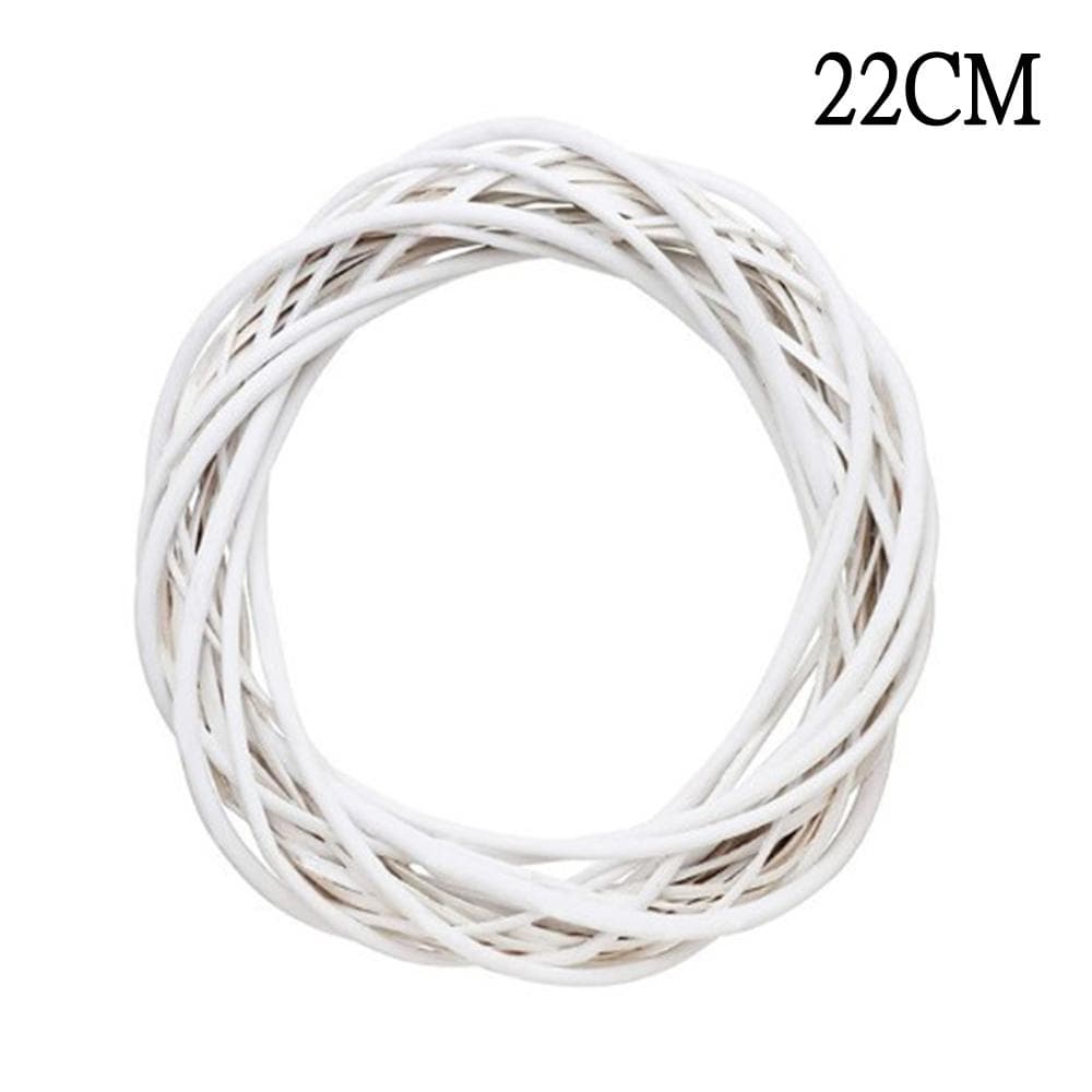 10/22/30CM White Wicker Wreath Decor Rattan Ring Artificial Flowers Garland Dried Flower Frame Craft Accessories DIY Garland 22CM
