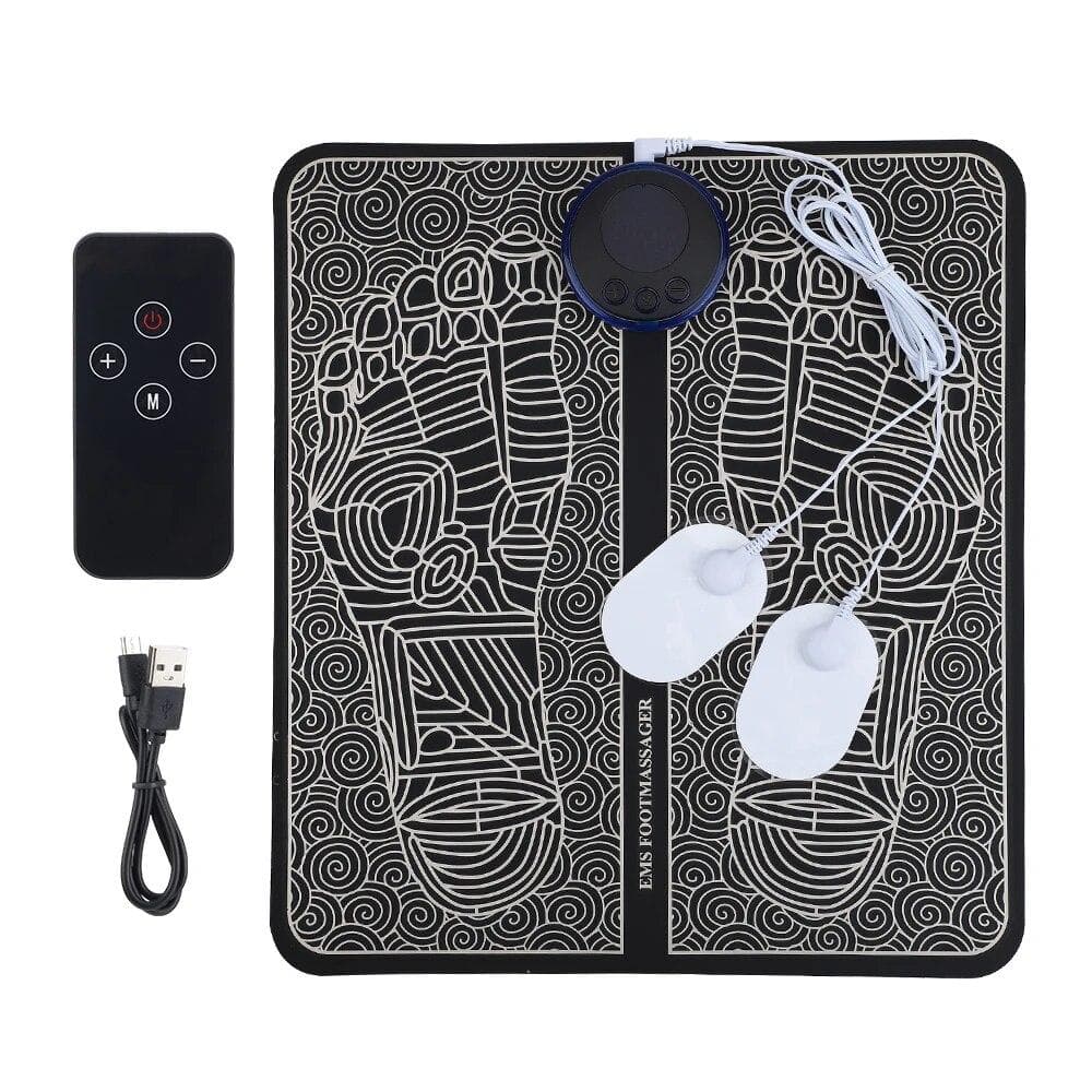Remote Control EMS Pulse Foot Massager Pad Acupoints Stimulator Massage Feet Relax Legs Boost Blood Circulation Relieve Pain CN black